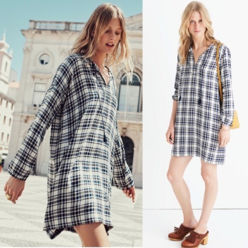 Madewell plaid tassel dress